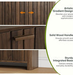 Shoe Cabinet with 2 Flip Drawers, 31.5 Inch Narrow Fluted Shoe Organizer with Gradient Wood Strips Door for Entryway Hallway, Living Room Storage Furniture, Walnut