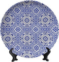Turkish Decorative Plate Holder, 6 Inch, MediumSlateBlue Round Display Plate, Decorative Plates with Stand, for Kitchen Party Coffee Table Decor Art
