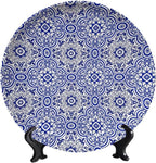 Turkish Decorative Plate Holder, 10 Inch, MediumSlateBlue Round Display Plate, Table Top Plate Decor with Stand, for Kitchen Party Coffee Table Decor Art