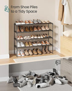 SONGMICS Shoe Rack, 4-Tier Shoe Organizer, Metal Storage Shelf, Upright or Upside Down, for 20-25 Pairs, Stackable, for Entryway, 11.8 x 36.2 x 29.1 Inches, Black ULSA14BK
