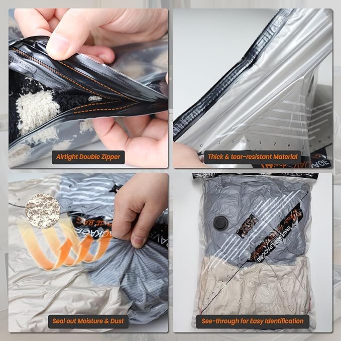 12 PCS Travel Vacuum Bags with Pump, Space Saver Vacuum Storage Bags Travel Pack Vacuum Kit with Wireless Electric Pump for Luggage Blankets Clothes, 6-20 inch, 4-24inch, 2-28inch