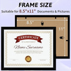 NEXCOVER Diploma Frame Black 10 Pack, 8.5 x 11 Certificate Frame with HD Plexiglass, 8.5 by 11 Picture Frames for Documents, Photos, Posters, Artworks, Horizontal and Vertical Wall Display