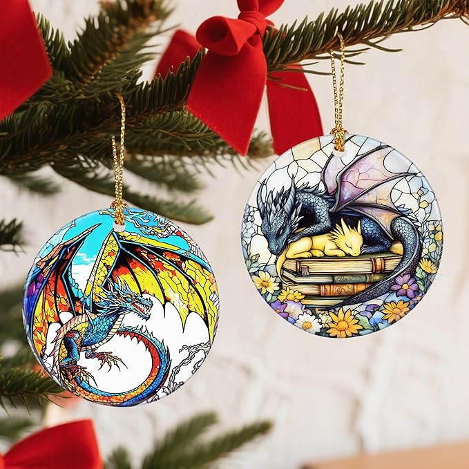 Dragon Hanging Ornament, Christmas Ornaments, Xmas Decorations for Tree, Ornaments for Christmas Tree, Holiday Ornament, Dragon Lover Gifts, Holiday Party Gifts, and Xmas Gift Ideas