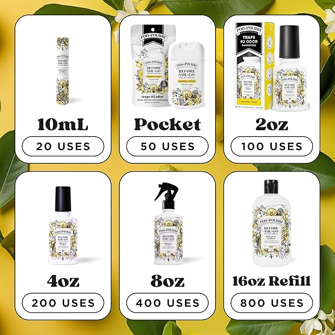 Poo-Pourri Before-You-Go Toilet Spray, Travel Essentials, .34 Fl Oz, In A Pinch Variety 5 Pack, Each Up to 20 Uses, On-The-Go Bathroom Odor Deodorizer with Essential Oils, TSA Approved Size, 5 Scents