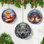 Wolf Stained Glass Ornament, Christmas Ornaments, Christmas Tree Decorations, Wolf Christmas Decoration, Wolf Ornaments for Christmas Tree, Holiday Present Ideas, Gift Exchange