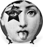 Lina Cavalieri Plate, Wall Decorative Plate, Mysterious Face Plate Wall Hanging Decoration,Including Bracket and Special Spring Hook, 8inch, Style1