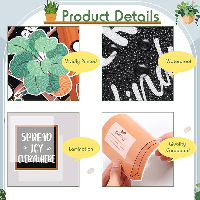 Pajean Cafe Kindness Bulletin Board Set Plant Coffee Motivational Classroom Decorations Bookshelf Reading Bulletin Board Inspirational Cutouts for Back to School Library Decor Office Supplies