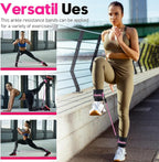 WALITO Ankle Resistance Bands with Cuffs, Exercise Bands for Legs and Butt, Booty Workout Equipment for Kickbacks and Hip Fitness Training