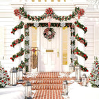 Whaline 40Pcs Silver Glitter Snowflake Winter Snowflake Ornaments Christmas Hanging Decorations with 197 Inches Silver Rope for Wedding Birthday Home Xmas Tree Window Door Accessories