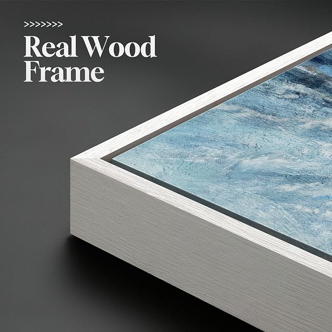 Extra Large Framed Blue Gold Abstract Wall Art for Living Room, Oversized Coastal Horizon Canvas Prints Paintings Artwork for Walls, Horizontal Modern Pictures for Bedroom Dining Room Wall Decor 36x72