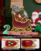Christmas Snow Globes Christmas Lantern with 8 Songs, 9.17" Santa's Sleigh Snow Globe for Kids Adults, 6H Timer & Dual Power, Snowglobes Christmas Decorations Indoor, Gifts for Women Men