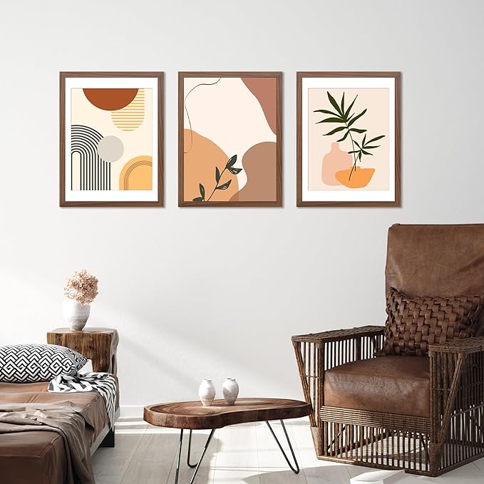 18x24 Picture Frame Brown Set of 3, Display Pictures 16x20 with Mat or 18 x 24 Without Mat, Poster Frames 18x24 for Wall Hanging Horizontal and Vertical