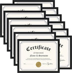 Lyeasw 8.5 x 11 Picture Frame Black 12 Pack, 8.5x11 Diploma Frames Matte Wood Grain, Lightweight Certificate Frame for Graduation Gifts, Awards, Letter Size Documents