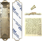 Mezuzah with Scroll for Door, Self-Stick Metal Blessing Mezuzah Cases, Brass Plaque with English and Hebrew Blessing Scripture for Jewish House Warming Gift, Hannukah Decor (1Pack)
