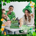 Moucuny 4 Pcs St. Patrick's Day Table Decoration Irish Tiered Tray Decor Wooden Gnome Shamrocks Block Signs Happy St. Patrick's Day Centerpiece for Tables Irish Wooden Sign for Home Decor