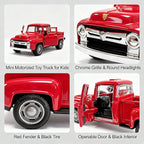 Vintage Red Pickup Truck Toy -Pull and GoTrucks for Kids and Boys.Farmhouse Holiday Centerpiece Winter Decor for Mantel,Tabletop,– Toy Gift for Family,Child,Christmas Enthusiasts(With Free small Tree)