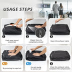 Vacuum Bag for Travel, Professional IPX8 Waterproof Reusable Vacuum Compression Bags for Travel Suitcases, Durable Space Saver Bag(2 PACK Navy Blue,With Pump)