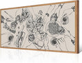 BINCUE Large Framed Wall Art Food and Drink Canvas Wall Decor Pizza Cheers Sketch Painting Retro Canvas Wall Art for Kitchen Dining Room Restaurant Used for Gatherings Decor