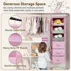 GRANNY SAYS Hanging Closet Organizer 6-Shelf, Separable to 2 Pack 3-Shelf Closet Storage Organizer with 4 Side Pockets, 3 Different Drawers, Portable Hanging Shelves for Baby Clothes, Sweater, Pink
