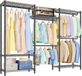 IZEUK Heavy Duty Rolling Garment Rack Wire Clothes Rack for Hanging Clothes (Black, 3 composition, 15.7" D x 70.8" W x 76.5" H)
