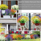 TURNMEON 20 Bundles Artificial Flowers for Outdoors Fake Plants Spring Decor, UV Resistant Artificial Plants Cemetery Flowers Faux Plastic Greenery Shrubs for Home Porch Summer Decor 500 Heads(Purple)