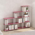 Furinno Turn-N-Tube Book Shelf, 3-Tier Bookshelf, Bookcase with Multipurpose Compact Display Rack, 11.6 x 23.6 x 29.6, for Living Room, Bedroom, Home Office, Pink/White