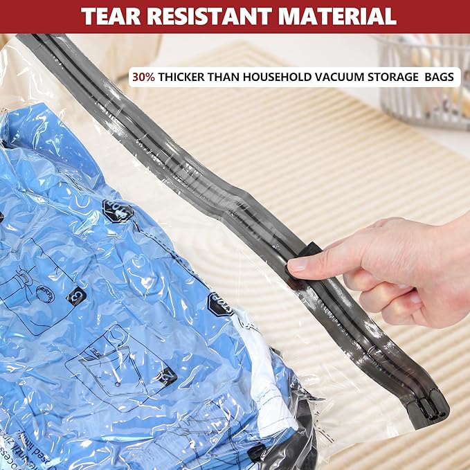 Vacuum Bags for Travel with Rechargeable Pump, 8 Large Compression Packing Seal Bags for Luggage Suitcase, Space Saver for Clothing and Clothes Storage Travel