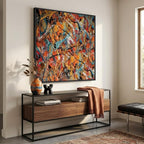 Large Framed Colorful Abstract Wall Art for Living Room, Oversized Square Modern Canvas Prints Paintings for Walls, Contemporary Orange Blue Pictures for Dining Bedroom Hallway Wall Decor 40x40 In