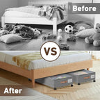 Under Bed Storage with Wheels, 2-Pack Under Bed Storage Containers with Clear Lids, XXL 65L Under the bed storage Organizer Bins, Rolling Under Bed Metal Drawer for Clothes,Shoes,Toys (Gray, 2-Pack)