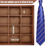 Wesiti Tie Box Organizer Wall Mounted Tie Rack with 16 Compartments Bamboo Belt Holder for Men Scarf Necktie Home Wall Closet (Dark Brown Color,1 Piece)