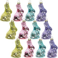 Lillian Vernon Bunny Blown Glass Easter Ornaments - Handcrafted Hanging Tree Decorations, Easter Bunny Holiday & Party Decor, 2.75 in, Assorted, 12-Piece Set