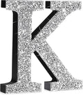 Qunclay 8'' Silver Crystal Diamond Bling Letters Crushed Diamond Decoration Wooden Glitter Letter with Screw and Hooks Rhinestone Gift for Wedding Y2k Mcbling Bedroom Wall Decor (Letter K)