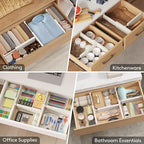 Lifewit 14 Pack Drawer Dividers 4" High 28-43.5cm/11-17" Adjustable Drawer Organizer for Clothes/Utensils, Expandable Drawer Separator in Dresser/Kitchen/Bedroom/Office Organization & Storage Beige
