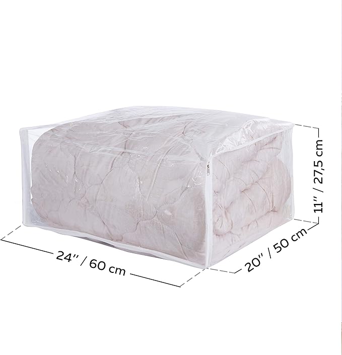NUYKOUY Clear Vinyl Storage Bags with Zipper 24x20x11 Inch, Clothes Bag Organizer, Space Saver PVC Comforter Clear Storage Bags for Blanket, King Size Pillows Storage,Linen Storage (3 Pack.)