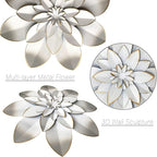 White Metal Flower Wall Art Decor, 9.5“ Rustic Modern Floral Sculpture, Distressed Hanging Home Decoration Accent Artworks for Indoor Bedroom Living Room Office Outdoor Garden Patio