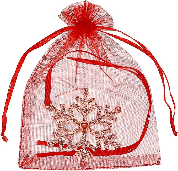 Set of 3 Christmas Hanging Ornaments - Silver Snowflake Star Pawprint Christmas Tree Decor for Xmas Tree Gift Decorative Hanging Ornaments Hanging Pendants (3, Rose Gold Snowflake)