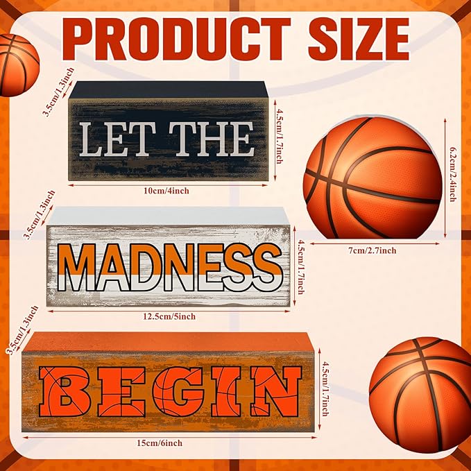 Yuntau 4 Pcs Basketball Table Decorations 2026 Sport Tiered Tray Decor Ball Wooden Sign Blocks Basketball Room Decor Farmhouse Centerpieces for Home Shelf Locker Bedroom Senior Night Party Gifts