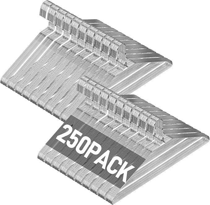 SPECILITE Wire Metal Clothes Hangers Bulk 250 Pack for Standard Size Suits, Coats, Shirts, Pants, Skirts, Space Saving, Non Slip,16 Inch 12 Gauge Ultra Thin, Silver