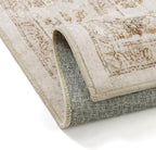 6x9 Beige Area Rug Washable Living Room Vintage Carpet Bedroom Distressed Large Non Slip Low Pile Thin Dining Room Office Medallion Accent Throw Rug