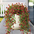 Artificial Hanging Flowers for Outdoors, 2 Pcs Fake Hanging Faux Plants Flowers Spring Summer Decor, UV Resistant Artificial Realistic Flower for Front Door Porch Planter Patio Garden(Brown)