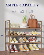 Kitsure Shoe Rack - 3-Tier Shoe Organizer, Shoe Rack for Closet, Entryway, Bedroom, Easy- Assembly Storage Shelf with Side Handles, 27.6" Wide - 3 Tiers, Brown