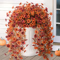 Artificial Fake Hanging Flowers Plants for Outdoor Fall Decoration,2PCS Faux Silk Daisy with Eucalyptus Leaves,UV Resistant Look Real for Outside Home Indoor Planter Porch Patio Yard Autumn Decor