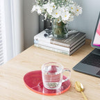 Acrylic Coaster Decorative Plates,Office Desk Accessories, Clear Dinosaur Egg Shape Coffee Cup Decor, Perfect for Tabletop Protection and Display.