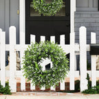 26In Artificial Boxwood Wreaths for Front Door,Boxwood Spring Summer Door Wreath,Artificial Greenery Wreath, Hanging for Home Porch Farmhouse Window Wedding Party Decor All Year Round Indoor Outdoor