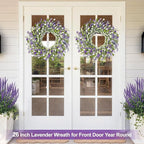 Artgar 26 Inch Spring Wreaths for Front Door, Spring Summer Lavender Paper Flower Wreaths for Home Farmhouse Windows Walls Porch Wedding Indoor Outdoor Decor for All Seasons (Purple)