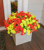 Artificial Flowers Fake Plants for Outdoors Decoration, 12 Bundles Silk Morning Glory with Eucalyptus Realistic UV Resistant Faux Flowers for Outside Planter Porch Yard Patio Garden Home Indoor, Mix