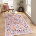 Moynesa Floral 3x5 Pink Rug for Bedroom Girls, Washable Soft Nursery Rug Non Slip, Boho Small Living Room Throw Carpet, Ultra Thin Flower Indoor Area Rug for Kids Room Dorm, Pink