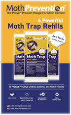 Clothes Moth Trap Replacement Strips (6 Strips in Total) - Refills for MothPrevention Moth Traps - for Closets & Clothing