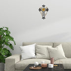 Angel Wings Cross with Flower – Decorative Resin Wall Cross with Elegant Design – Religious Home Décor for Prayer Room or Living Room – Ideal Gift for Birthdays, Christmas, and Special Occasions