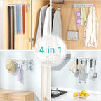 Tie Rack Wall Mounted, Tie Holder Organizer, Closet Ties Organizer Stainless Steels, Adhesive Ties Racks for Men With 20 Hooks, Hanger Storage for Wall Bedroom Living Room Dresser Room (Sliver)